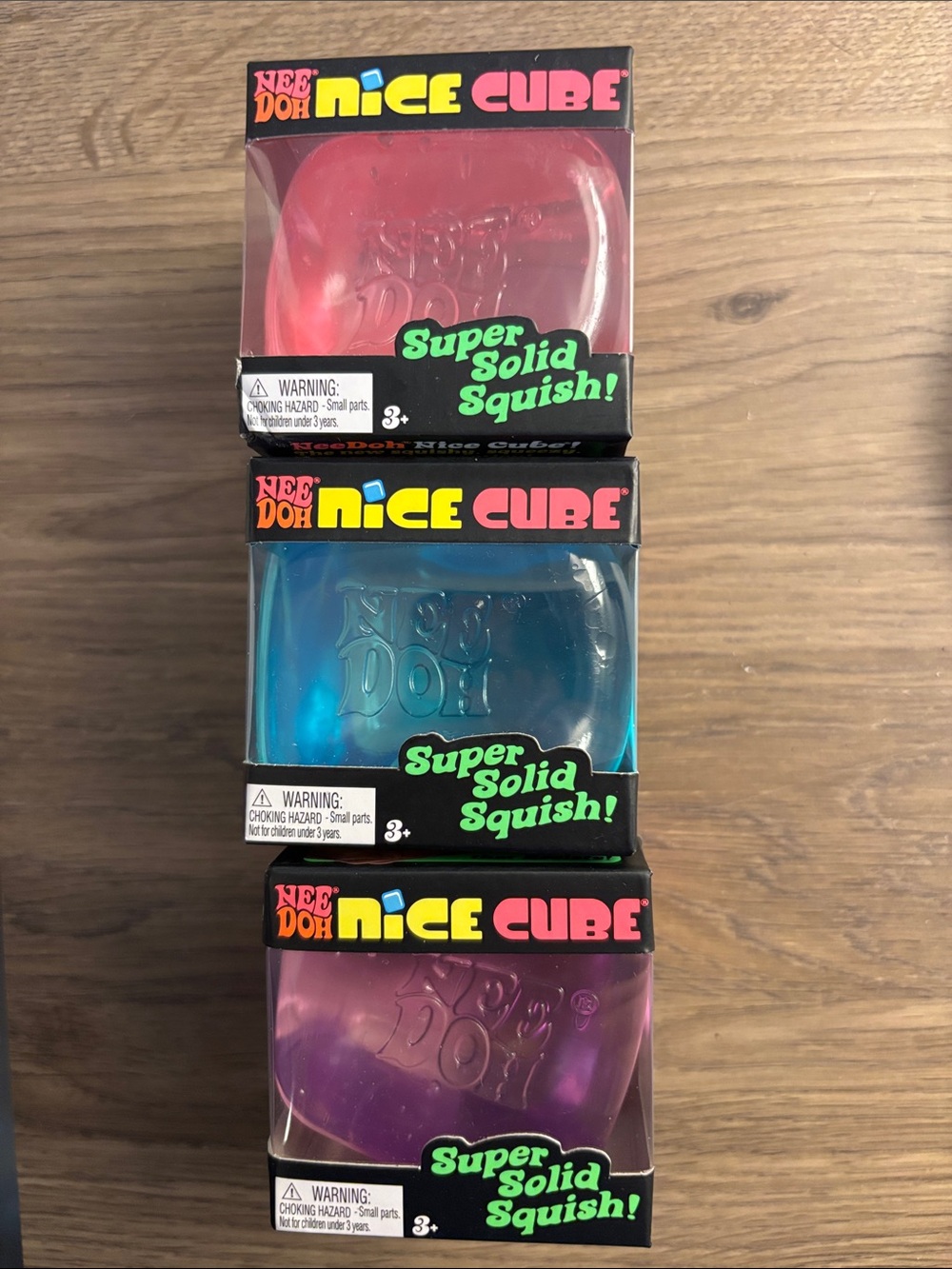 NeeDoh Nice Cubes Super Solid Squish - Pink, Blue & Purple